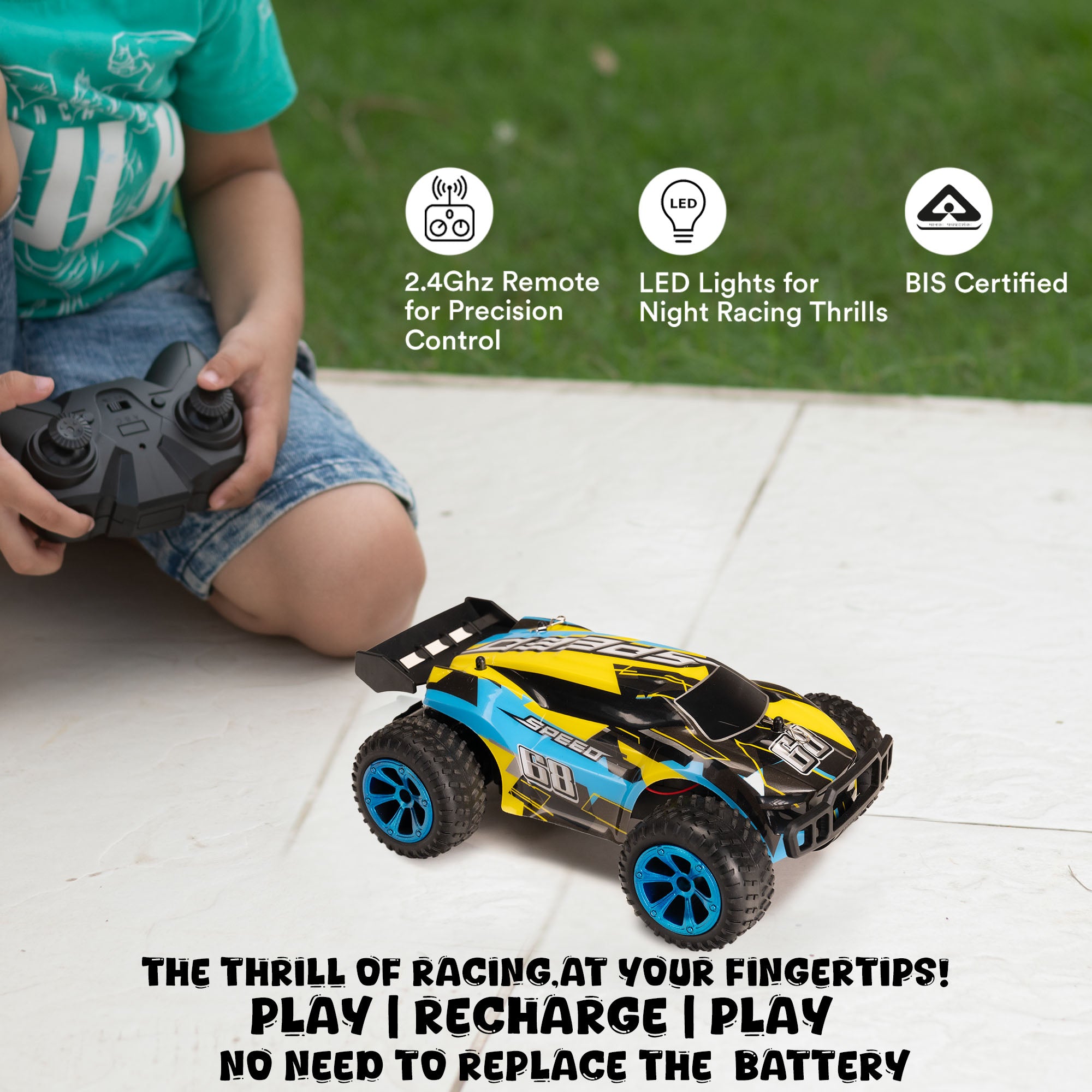 Remote Control Car | 4+ Yr|  High-Speed upto 15km/h | Drift Car | Rechargeable |Anti-Slip Tyres | 120-150 ft Range | BIS Approved | Speedster