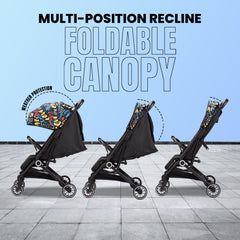 Baby Stroller | 0-5 Yr | Up to 25 Kg | Lightweight | One Hand Fold | Cabin Stroller | 5 Point Safety Belt | Multiple Recline | FeatherLite