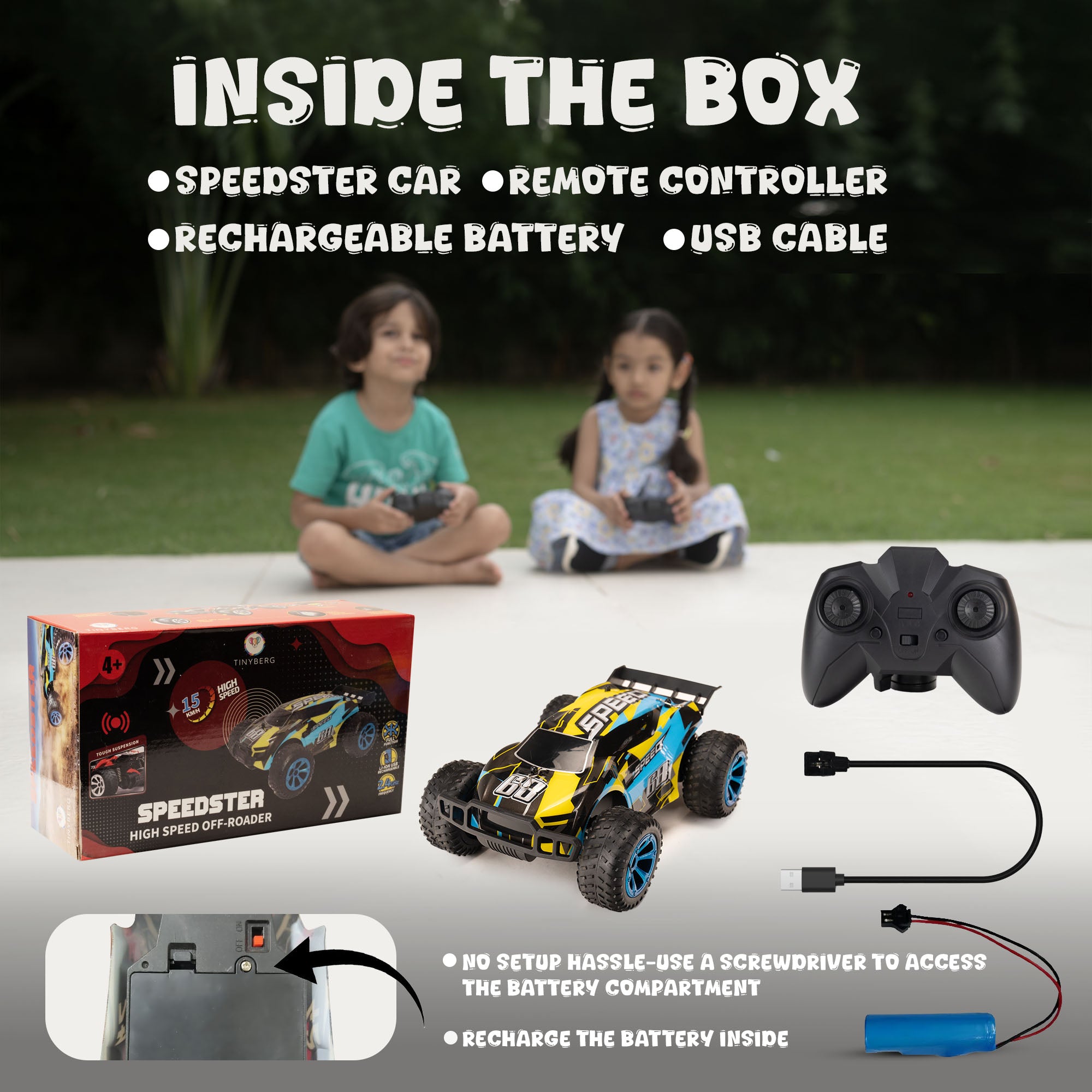 Remote Control Car | 4+ Yr|  High-Speed upto 15km/h | Drift Car | Rechargeable |Anti-Slip Tyres | 120-150 ft Range | BIS Approved | Speedster
