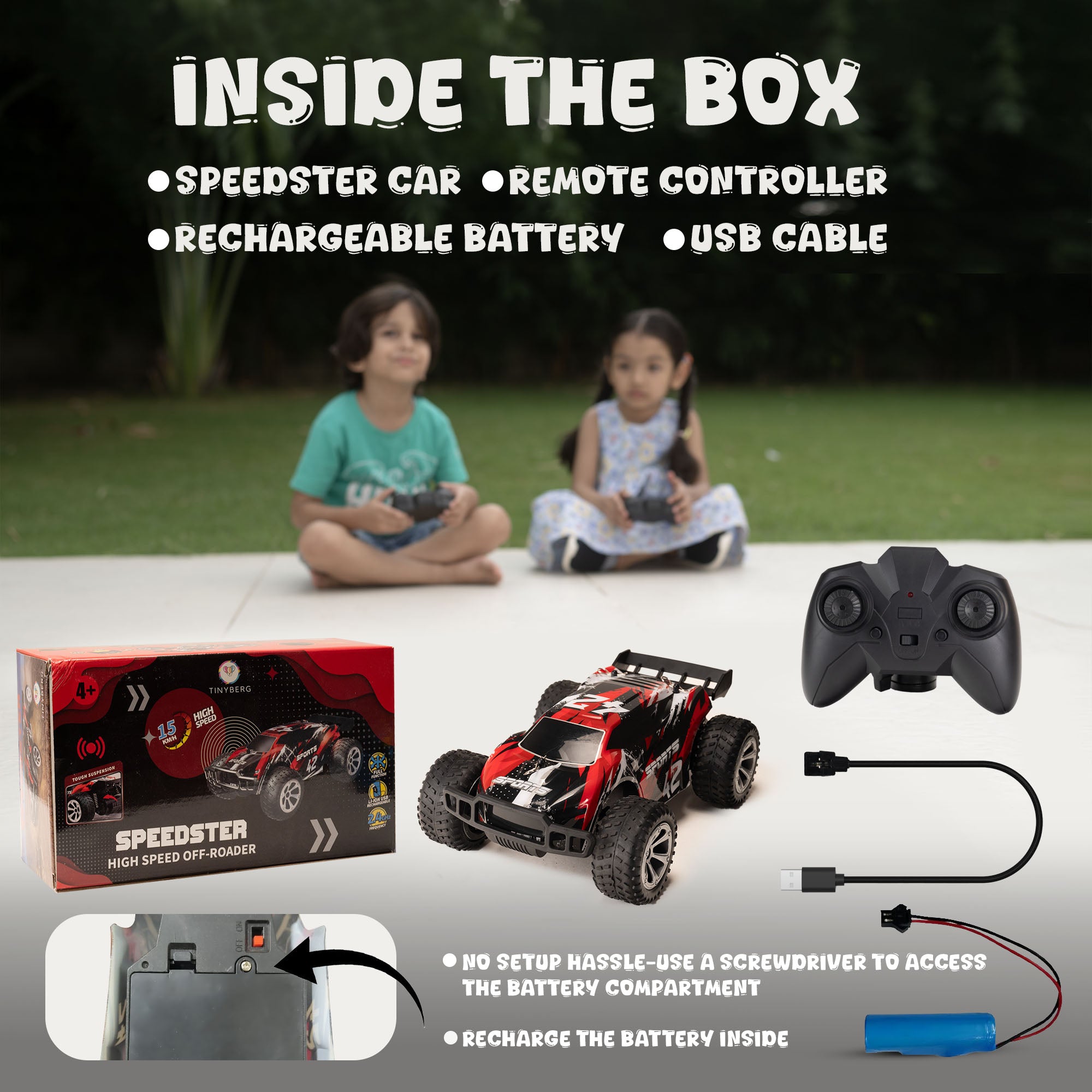 Remote Control Car | 4+ Yr|  High-Speed upto 15km/h | Drift Car | Rechargeable |Anti-Slip Tyres | 120-150 ft Range | BIS Approved | Speedster