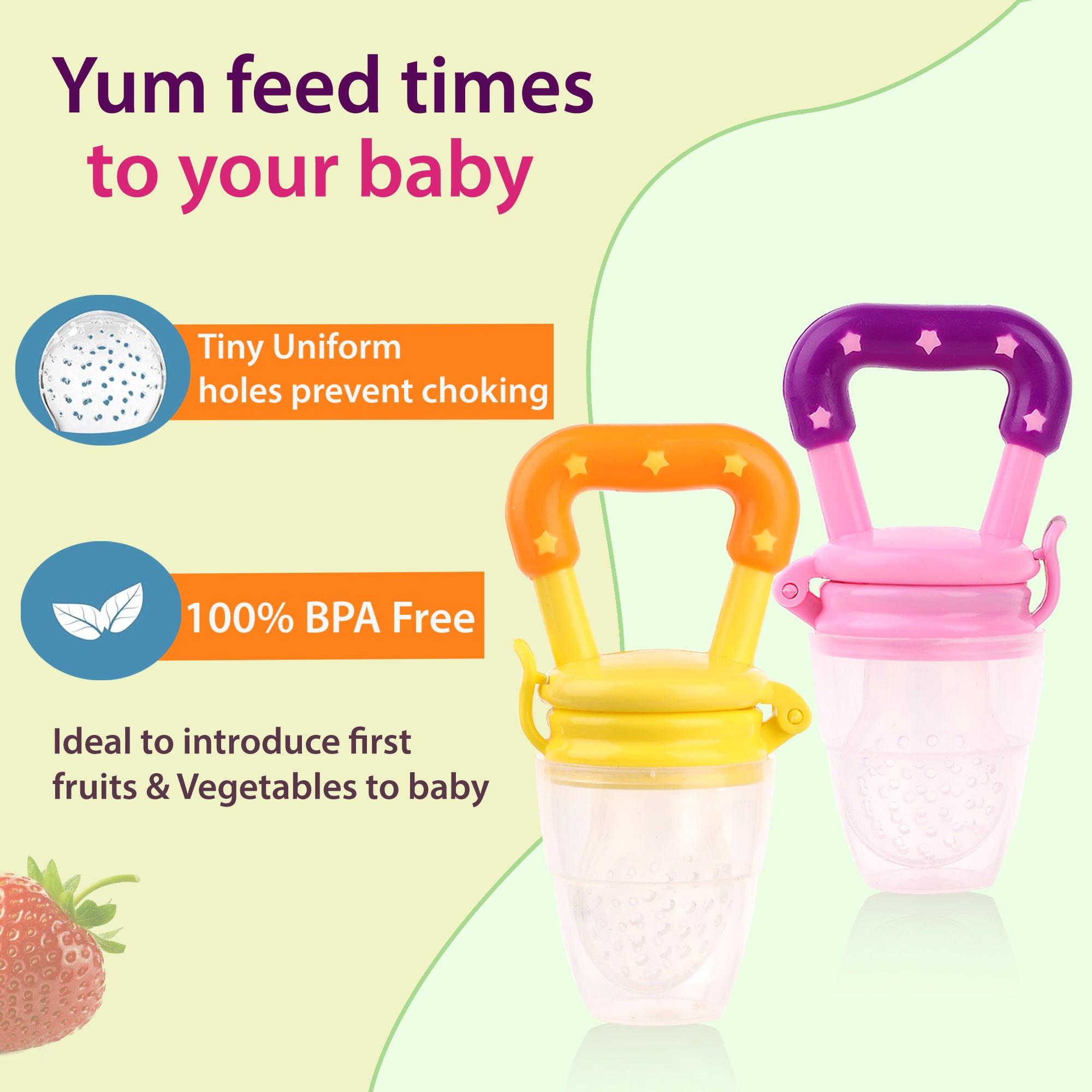 Tinyberg Fruit Feeder for Babies : Safe Silicone Feeder with Easy Grip & Lockable Lid