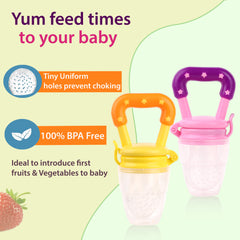 Tinyberg Fruit Feeder for Babies : Safe Silicone Feeder with Easy Grip & Lockable Lid