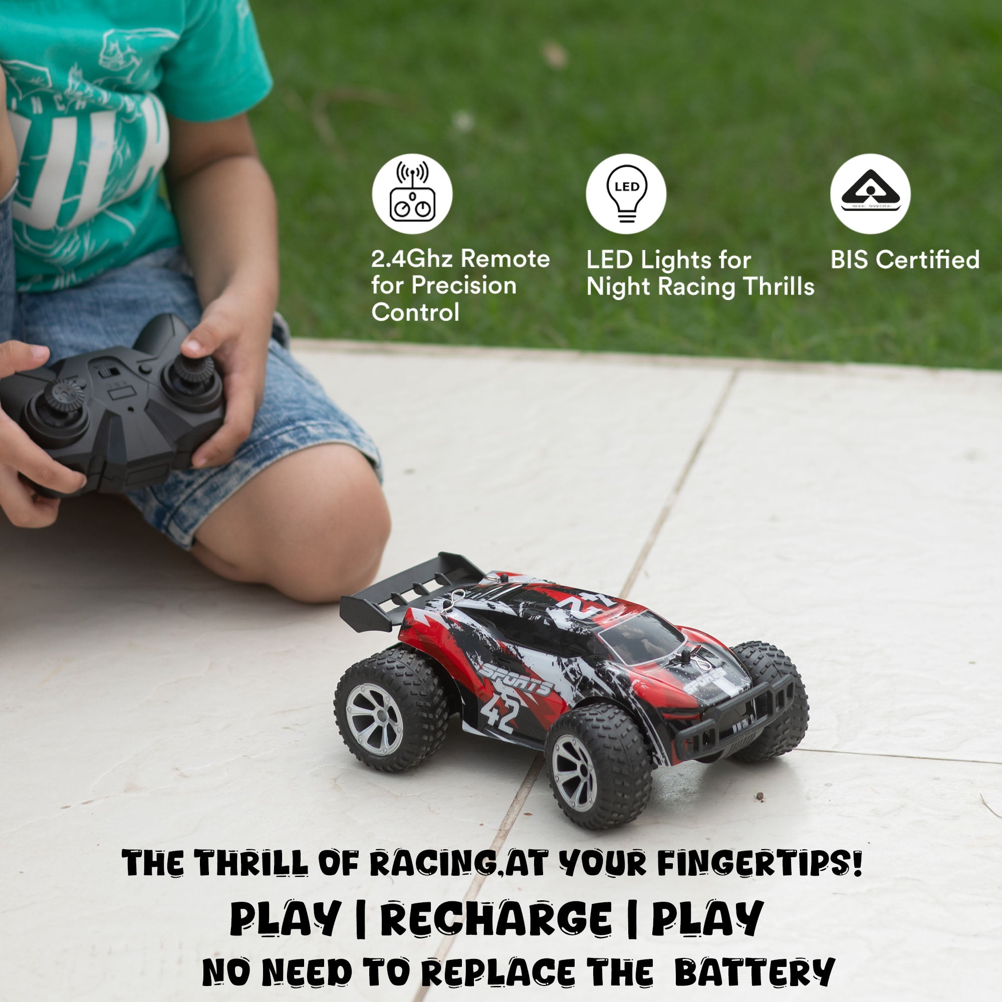 Remote Control Car | 4+ Yr|  High-Speed upto 15km/h | Drift Car | Rechargeable |Anti-Slip Tyres | 120-150 ft Range | BIS Approved | Speedster