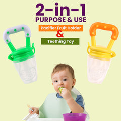 Tinyberg Fruit Feeder for Babies : Safe Silicone Feeder with Easy Grip & Lockable Lid