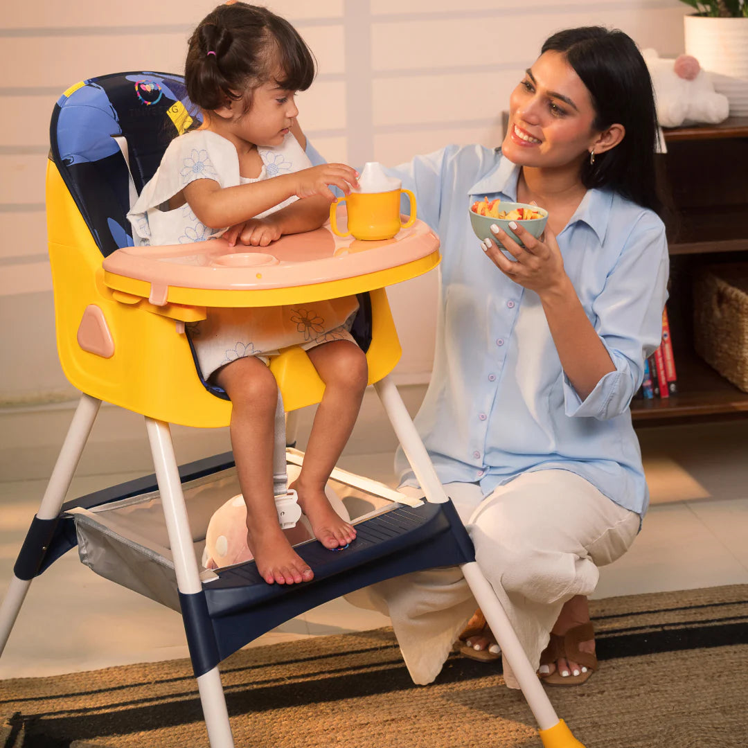 Baby High Chair | 3-36 Months | Up to 20 Kg | 3-in-1 | Foldable | Compact | 5 Point safety belt | Anti Skid base | Wonderseat
