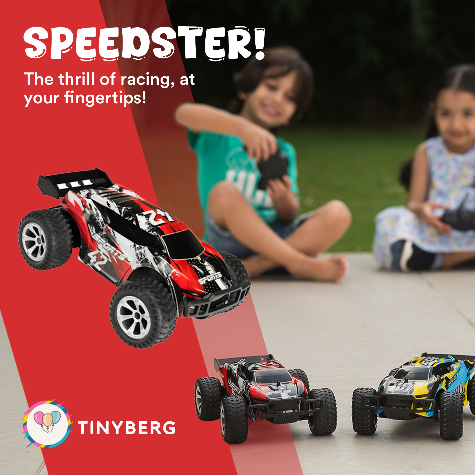 Rechargable High Speed Race Car Remote Control With LED Lights For Kid Tinyberg