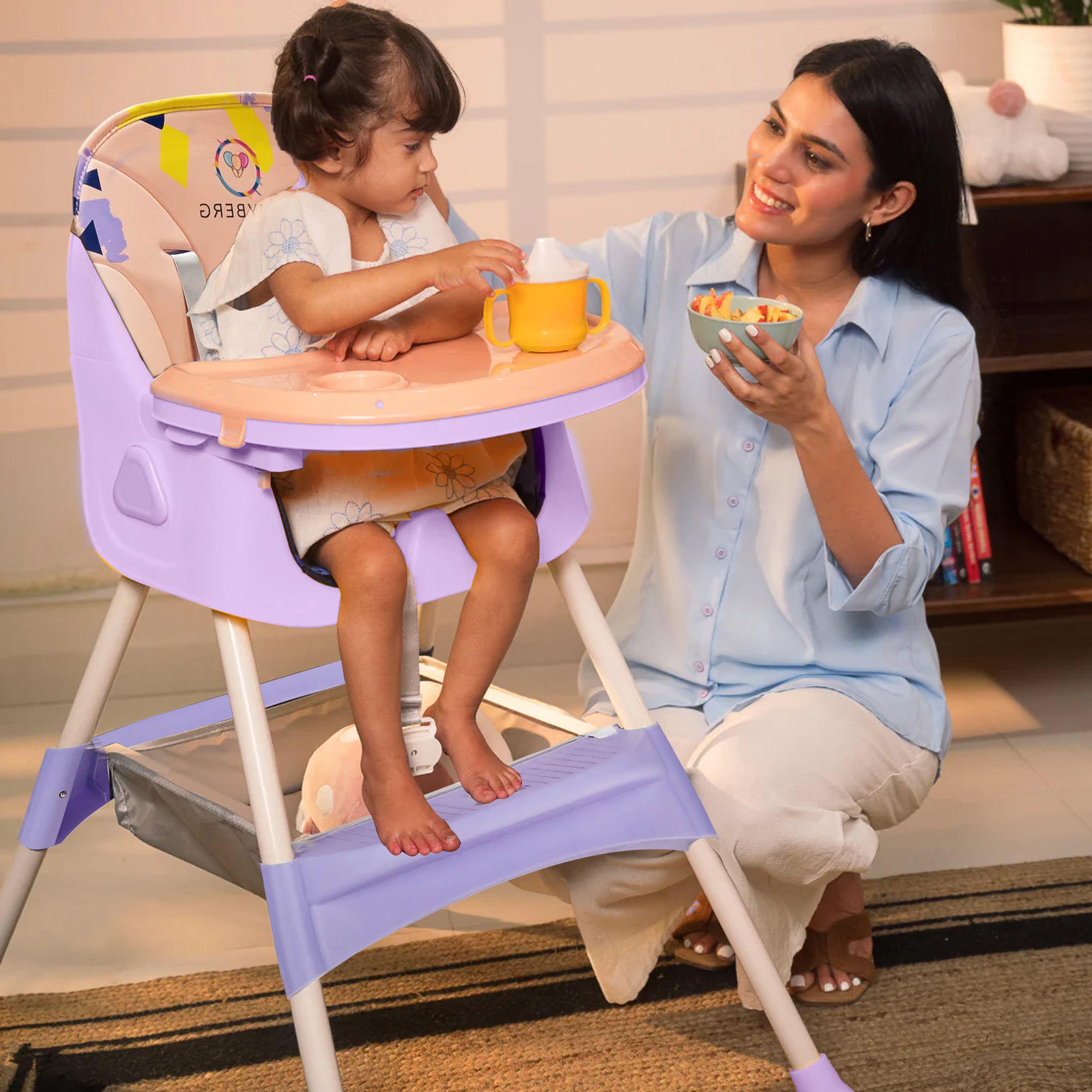 Baby High Chair | 3-36 Months | Up to 20 Kg | 3-in-1 | Foldable | Compact | 5 Point safety belt | Anti Skid base | Wonderseat